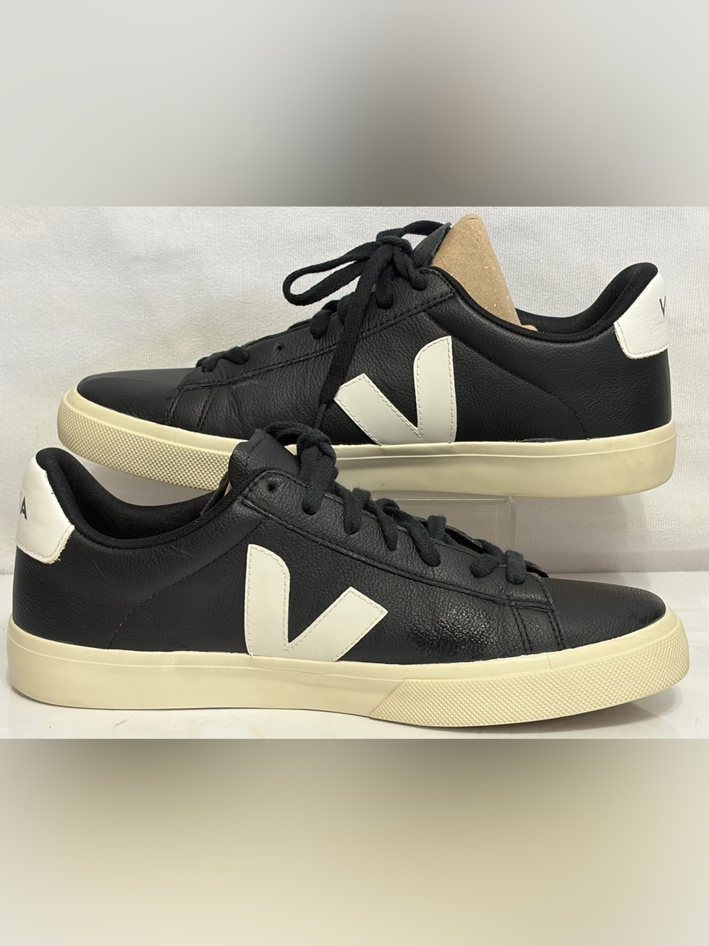 Veja - Campo Chromefree Leather Black/white Size 10 Mens lace up designer shoe